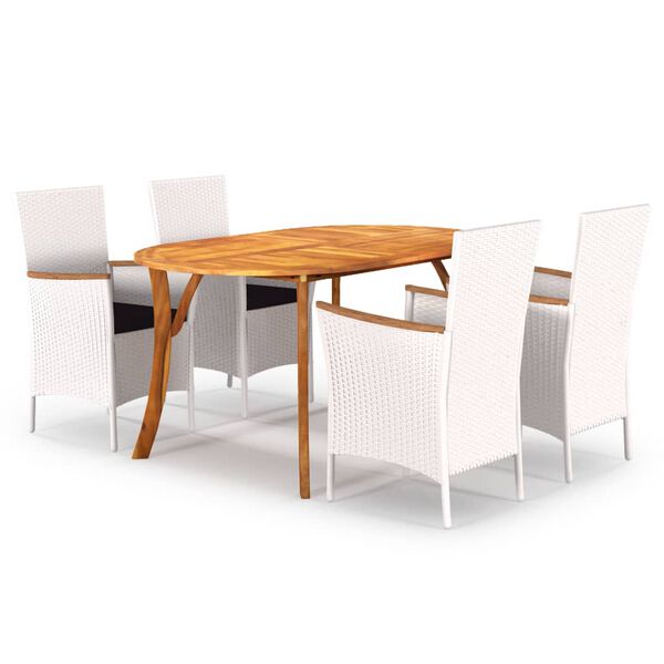 vidaXL 5d&iacute;ln&yacute; zahradn&iacute; j&iacute;deln&iacute; set b&iacute;l&yacute;