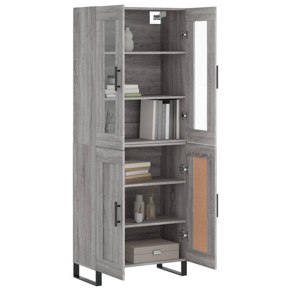 vidaXL Skř&iacute;ň highboard &scaron;ed&aacute; sonoma 69,5 x 34 x 180 cm kompozitn&iacute; dřevo