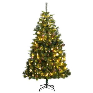vidaXL Uměl&yacute; skl&aacute;pěc&iacute; v&aacute;nočn&iacute; stromek s 300 LED a koulemi 180 cm