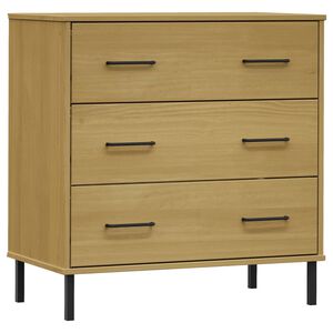 vidaXL Př&iacute;born&iacute;k se 3 z&aacute;suvkami hněd&yacute; 77x40x79,5 cm masivn&iacute; dřevo OSLO