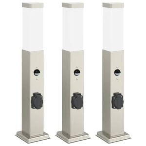 vidaXL Sloupkov&aacute; světla se senzorem a z&aacute;suvkou 3 ks 50 cm nerezov&aacute; ocel IP44
