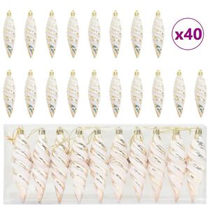 vidaXL V&aacute;nočn&iacute; spir&aacute;lov&aacute; koule 40 ks champagne 3 x 11 cm Plast