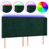 vidaXL Čelo postele s LED tmavě zelen&eacute; 163 x 16 x 118/128 cm samet
