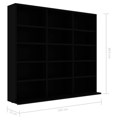 vidaXL Skříňka na CD černá 102 x 23 x 89,5 cm dřevotříska
