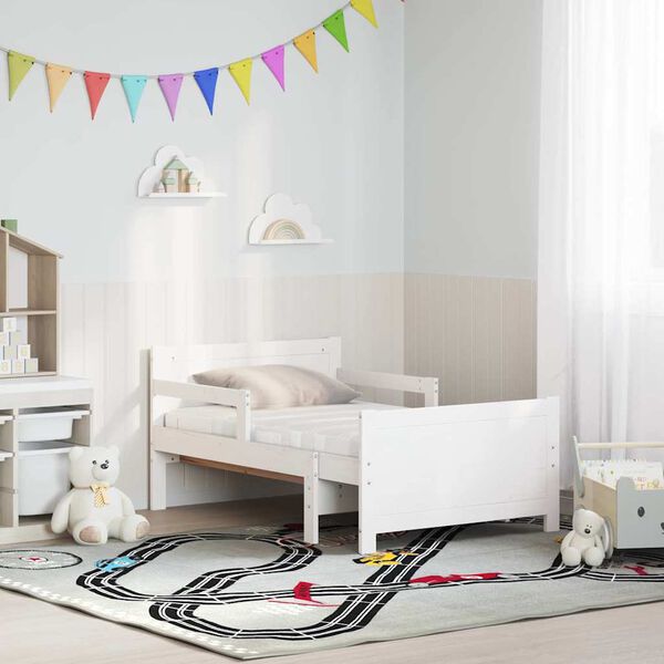 vidaXL R&aacute;m postele s matrac&iacute; B&iacute;l&aacute; 80 x 200 cm Masivn&iacute; borov&eacute; dřevo