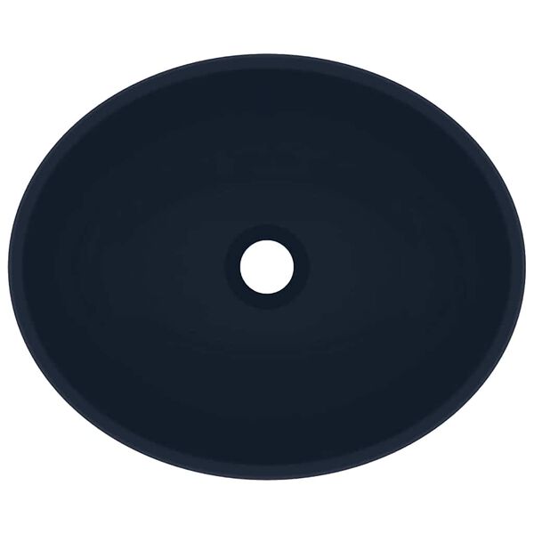vidaXL Luxusn&iacute; umyvadlo ov&aacute;ln&eacute; matně tmavě modr&eacute; 40 x 33 cm keramika