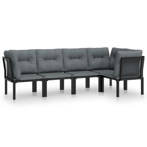 vidaXL 5d&iacute;ln&aacute; zahradn&iacute; sedac&iacute; souprava čern&aacute; a &scaron;ed&aacute; polyratan