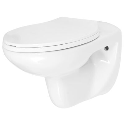 vidaXL Závěsné WC, keramika, bílé