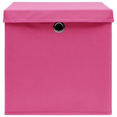 vidaXL Úložné boxy s víky 4 ks růžové 32 x 32 x 32 cm textil