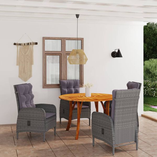 vidaXL 5dílný zahradní jídelní set černý