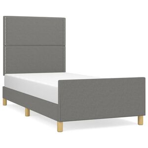 vidaXL R&aacute;m postele bez matrace tmavě &scaron;ed&aacute; 90 x 190 cm textil