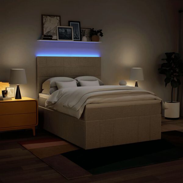 vidaXL Box spring postel s matrac&iacute; kr&eacute;mov&aacute; 160x200 cm textil