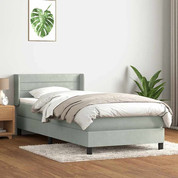 vidaXL Box spring postel s matrac&iacute; světle &scaron;ed&aacute; 80x220 cm samet