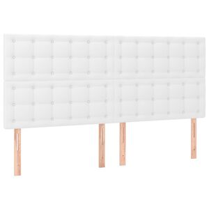 vidaXL Čelo postele b&iacute;l&eacute; 200 x 5 x 118/128 cm uměl&aacute; kůže