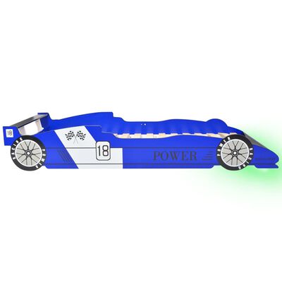 vidaXL Dětská LED postel závodní auto, 90x200 cm, modrá
