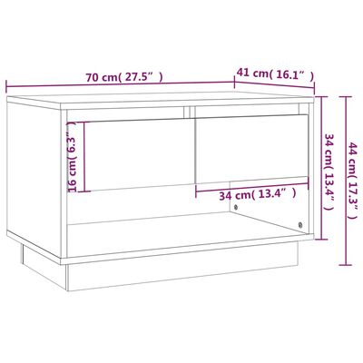 vidaXL TV stolek bílý 70 x 41 x 44 cm dřevotříska