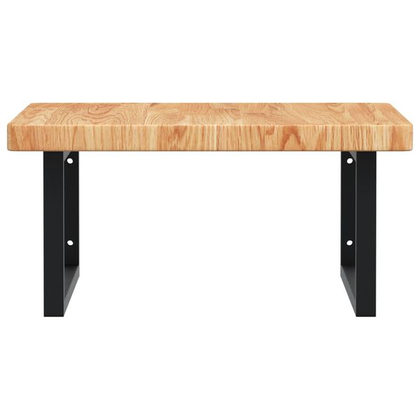 vidaXL Deska pod umyvadlo n&aacute;stěnn&aacute; ocel a masivn&iacute; dubov&eacute; dřevo