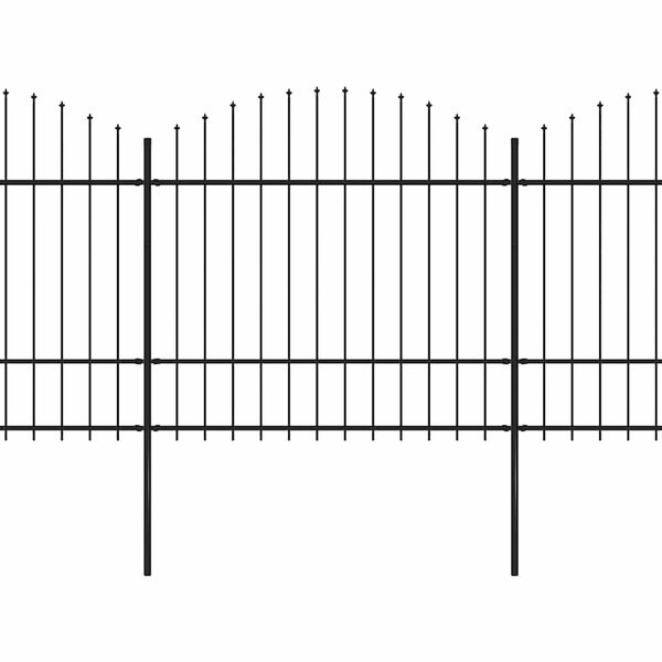 vidaXL Zahradn&iacute; plot s kop&iacute;m nahoře ocelov&yacute; 714,5 x 175 cm čern&yacute;