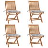 vidaXL Skládací zahradní židle s poduškami 4 ks masivní teak