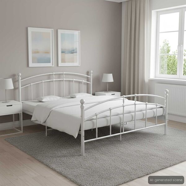 vidaXL Rám postele bílý kov 160 x 200 cm