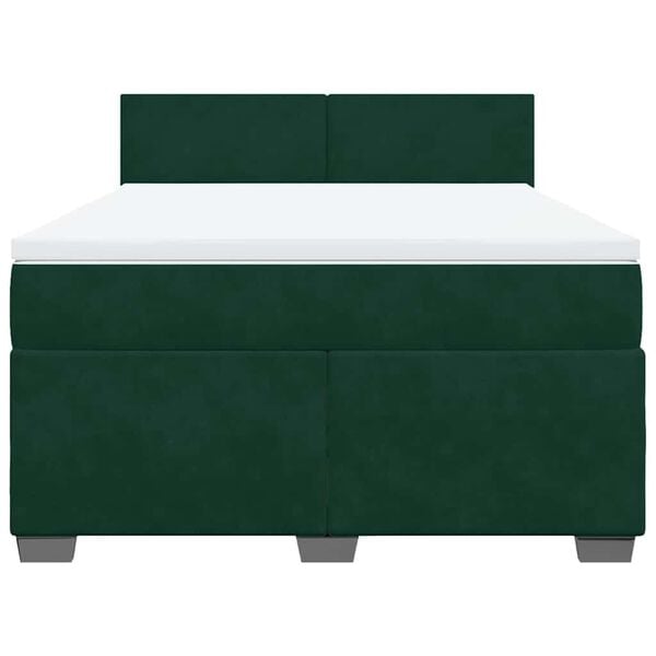 vidaXL Box spring postel s matrac&iacute; tmavě zelen&aacute; 140x200 cm samet