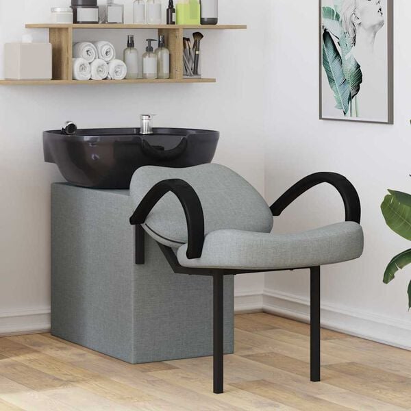 vidaXL Křeslo na šampon Světlá šedá a černá 63 x 141 x 92 cm textil