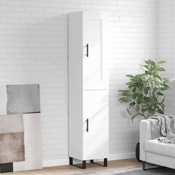 vidaXL Skř&iacute;ň highboard b&iacute;l&aacute; s vysok&yacute;m leskem 34,5x34x180 cm kompozit