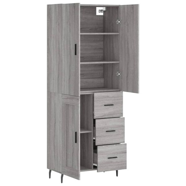 vidaXL Skř&iacute;ň highboard &scaron;ed&aacute; sonoma 69,5 x 34 x 180 cm kompozitn&iacute; dřevo