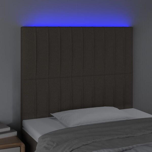 vidaXL Čelo postele s LED taupe 90x5x118/128 cm textil