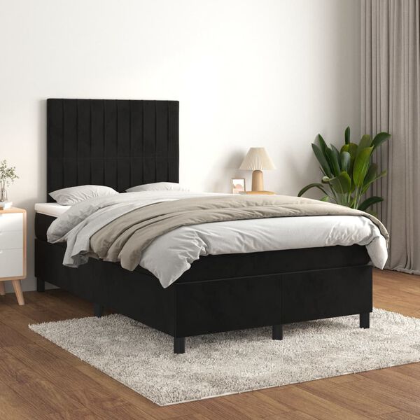 vidaXL Box spring postel s matrac&iacute; čern&aacute; 120 x 190 cm samet