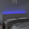 vidaXL Čelo postele s LED &scaron;ed&eacute; 144x5x78/88 cm uměl&aacute; kůže