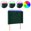 vidaXL Čelo postele s LED tmavě zelen&eacute; 83 x 16 x 118/128 cm samet