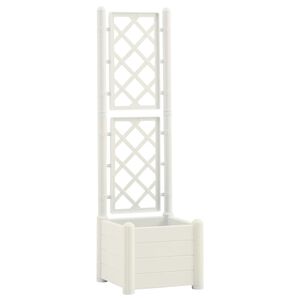 vidaXL Zahradn&iacute; truhl&iacute;k s trel&aacute;ž&iacute; 43 x 43 x 142 cm PP b&iacute;l&yacute;