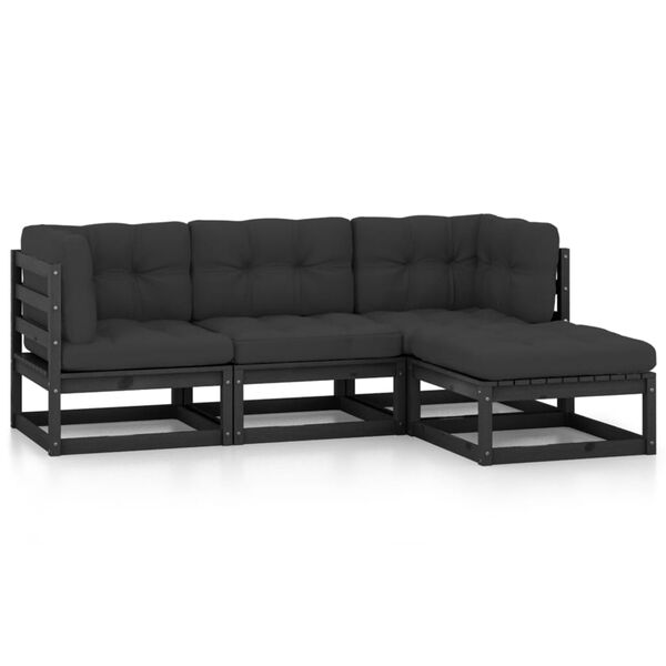 vidaXL 4d&iacute;ln&aacute; zahradn&iacute; sedac&iacute; souprava s podu&scaron;kami masivn&iacute; borovice