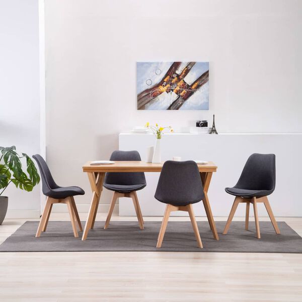 vidaXL J&iacute;deln&iacute; židle 4 ks tmavě &scaron;ed&eacute; textil