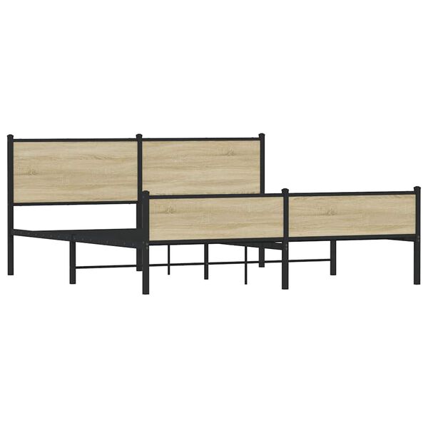 vidaXL Kovový rám postele bez matrace dub sonoma 183 x 213 cm