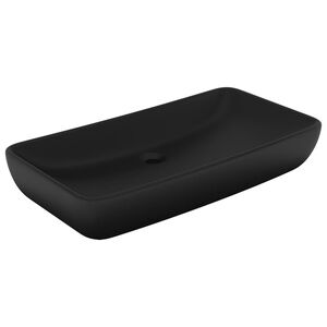 vidaXL Luxusn&iacute; umyvadlo obd&eacute;ln&iacute;kov&eacute; matn&eacute; čern&eacute; 71 x 38 cm keramick&eacute;