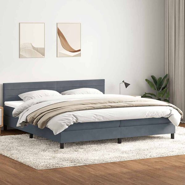 vidaXL Box spring postel s matrac&iacute; tmavě &scaron;ed&aacute; 180x220 cm samet