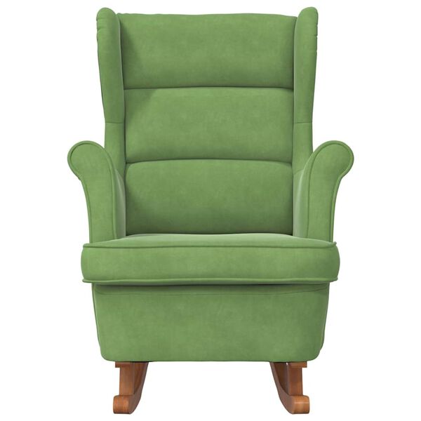 vidaXL Houpac&iacute; křeslo s opěradlem, světle zelen&yacute; samet a masivn&iacute; dřevo