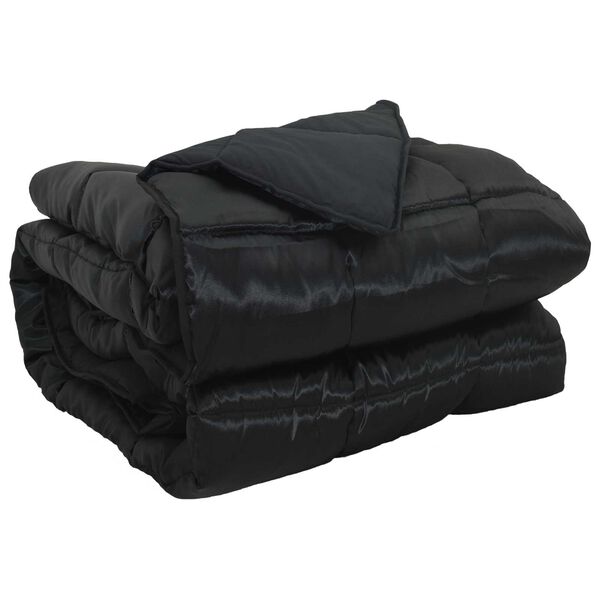 vidaXL Celoročn&iacute; přikr&yacute;vka Čern&aacute; 140 x 200 cm Sat&eacute;n a mikrovl&aacute;kno