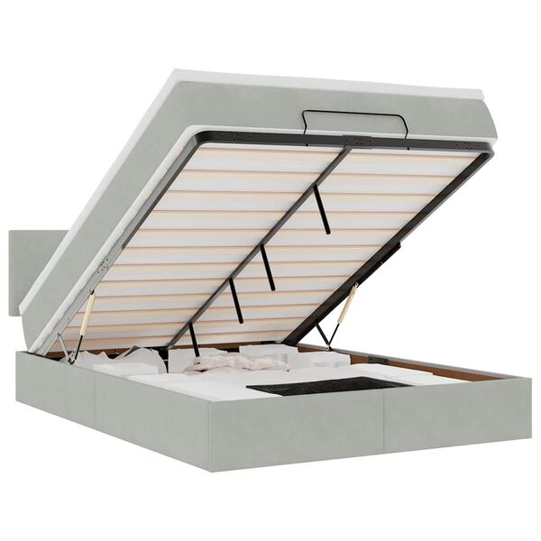 vidaXL Osmansk&yacute; r&aacute;m postele s matrac&iacute; světle &scaron;ed&aacute; 140x200cm samet