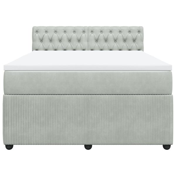 vidaXL Box spring postel s matrac&iacute; světle &scaron;ed&aacute; 140x190 cm samet