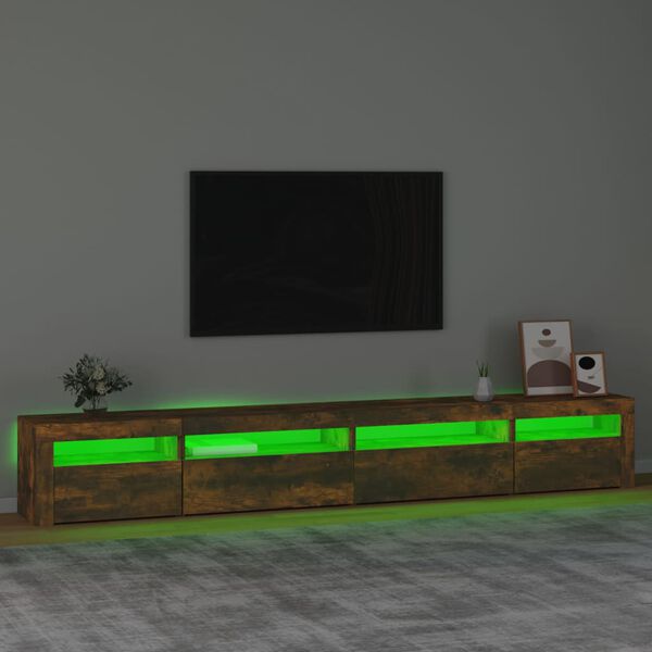 vidaXL TV skř&iacute;ňka s LED osvětlen&iacute;m kouřov&yacute; dub 270 x 35 x 40 cm