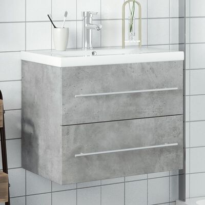 vidaXL Koupelnová skříňka se zápustným umyvadlem betonově šedá