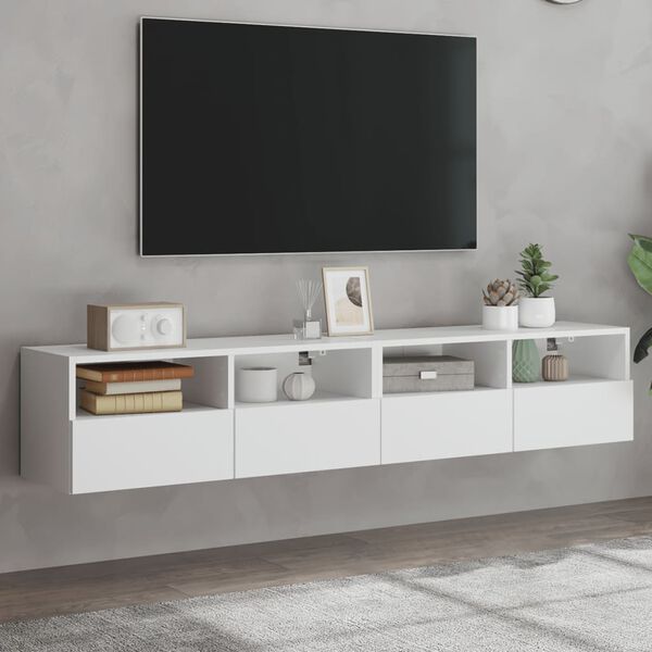 vidaXL N&aacute;stěnn&eacute; TV skř&iacute;ňky 2 ks b&iacute;l&eacute; 80 x 30 x 30 cm kompozitn&iacute; dřevo