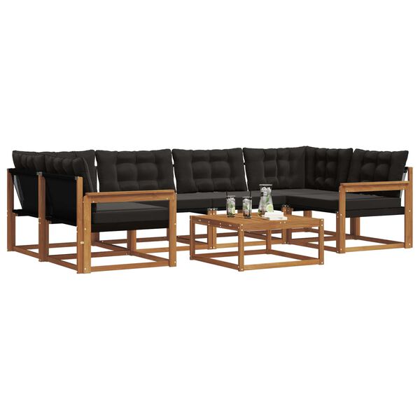 vidaXL Venkovn&iacute; pohovkov&aacute; souprava s pol&scaron;t&aacute;řem 7 pcs Přirozen&aacute; a čern&aacute;