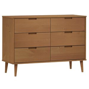 vidaXL Z&aacute;suvkov&aacute; komoda MOLDE hněd&aacute; 113x40x80 cm masivn&iacute; borov&eacute; dřevo