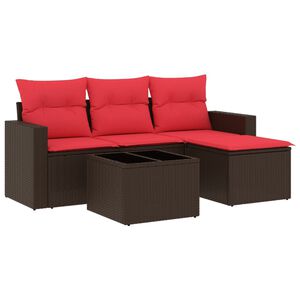 vidaXL 5d&iacute;ln&aacute; zahradn&iacute; sedac&iacute; souprava s podu&scaron;kami hněd&aacute; polyratan