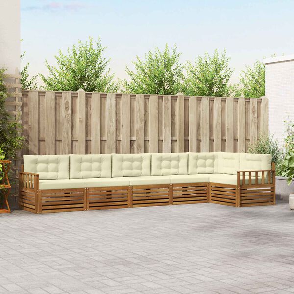 vidaXL Venkovn&iacute; pohovkov&aacute; souprava 6 pcs Přirozen&aacute; a Kr&eacute;mov&aacute;