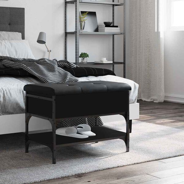 vidaXL Lavice s botn&iacute;kem čern&aacute; 62 x 42 x 45 cm kompozitn&iacute; dřevo